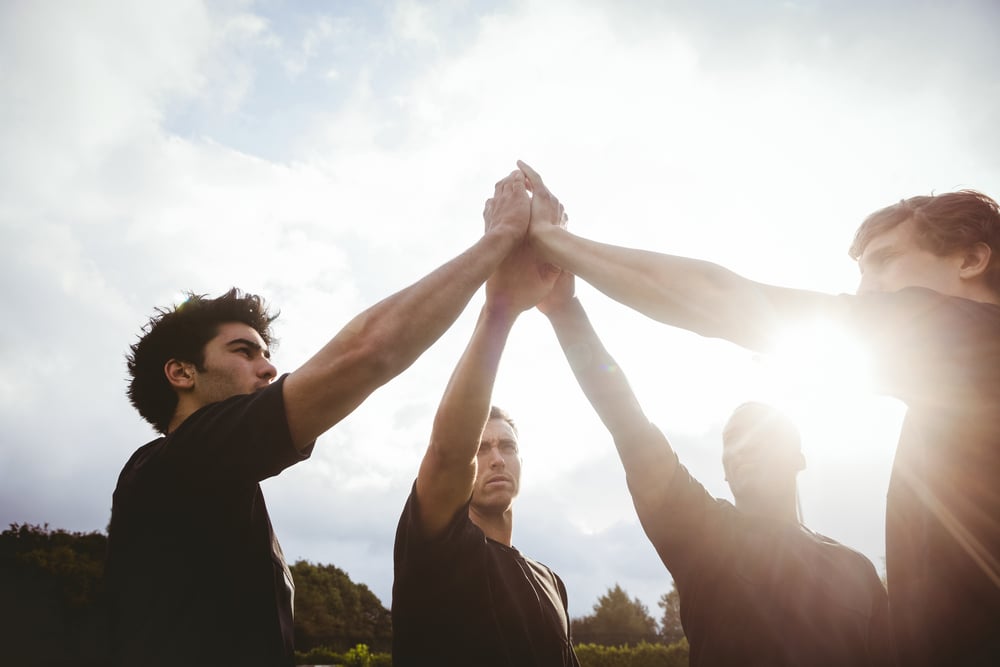 Rugby players standing together before match at the park-1